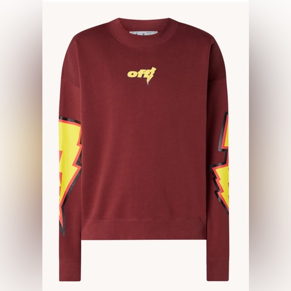 Off-White Thunder Cotton Sweater with front and back print size XS (unisex) - Picture 1 of 14